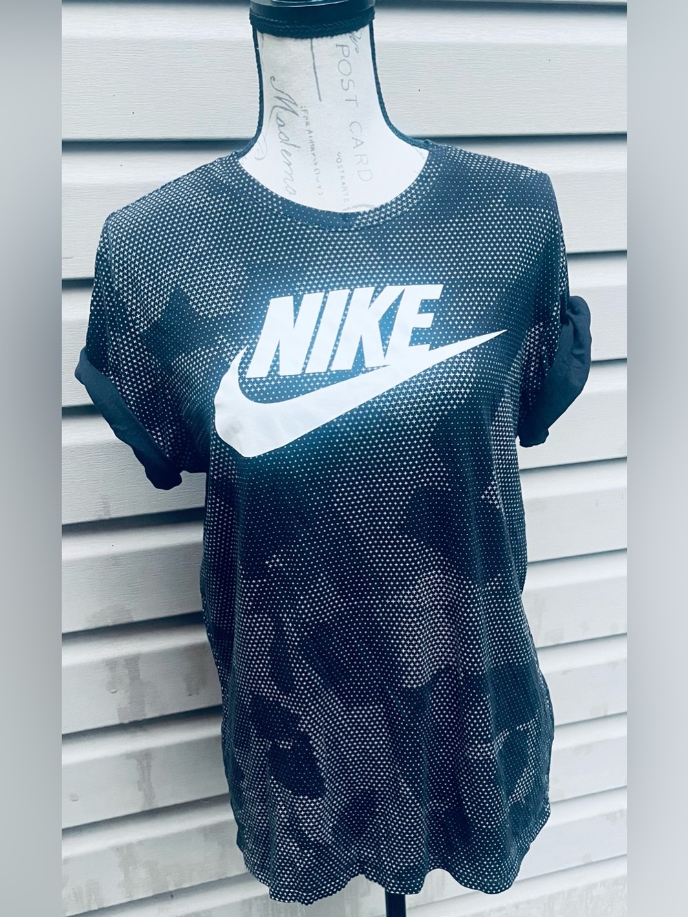 Nike Women's Black Dot-Print Logo Tee